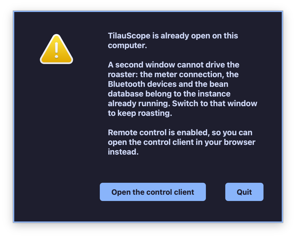 TilauScope is already running
